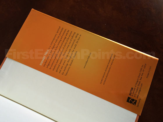 Picture of the back dust jacket flap for the first edition of A New Earth. 