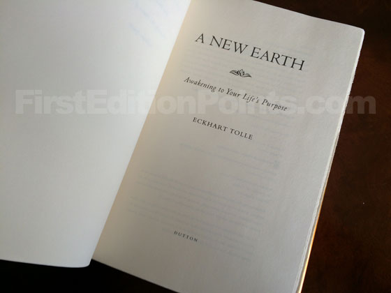 Picture of the first edition title page for A New Earth. 
