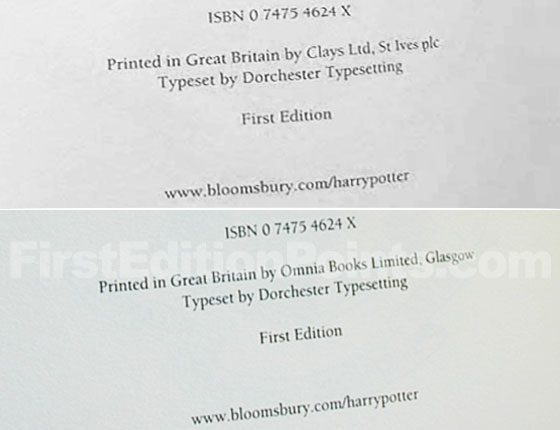 This photo shows two variations of the First Edition copyright page.  Some first edition 