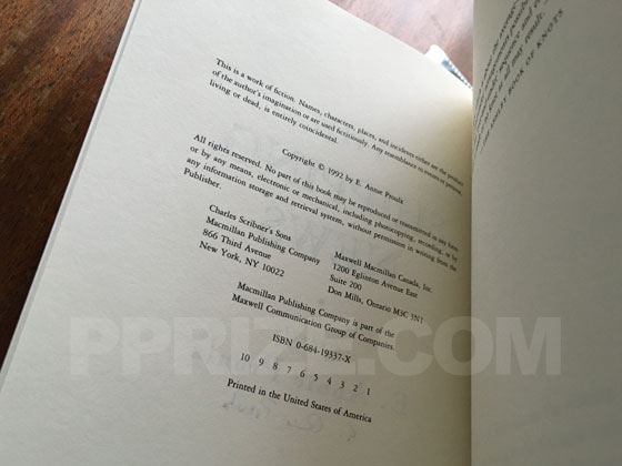 The copyright page of the advance excerpt has a fully number line and a copyright page of 