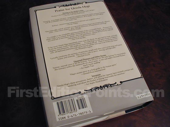 Picture of the back dust jacket for the first edition of Stones from the River. 