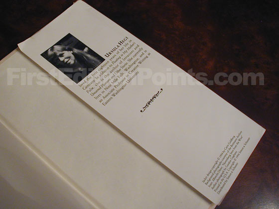 Picture of the back dust jacket flap for the first edition of Stones from the River. 