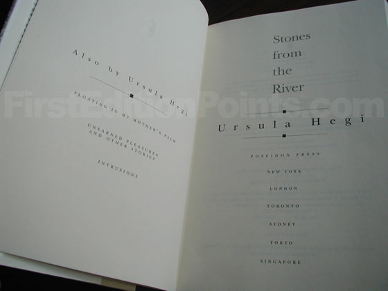 Picture of the first edition title page for Stones from the River. 