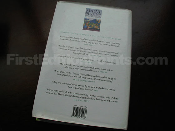 Picture of the back dust jacket for the first edition of Tara Road. 