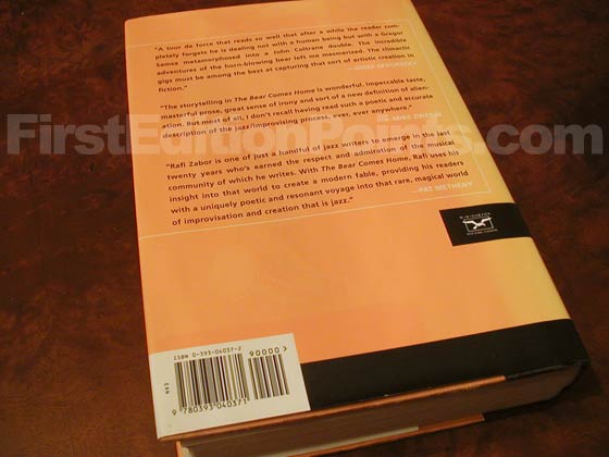 Picture of the back dust jacket for the first edition of The Bear Comes Home. 