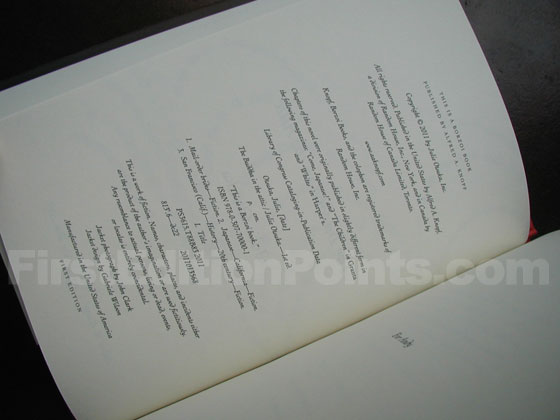 Picture of the first edition copyright page for The Buddha in the Attic. 