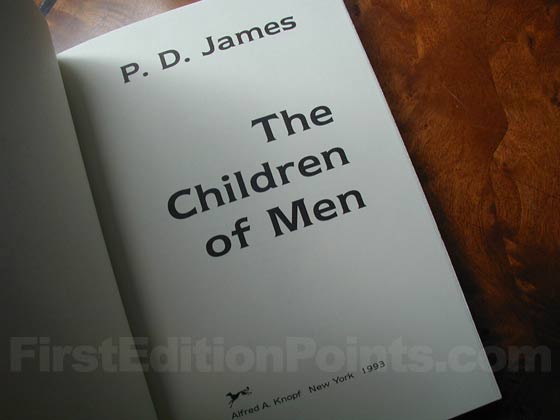 This is the title page of the first American edition of The Children of Men.