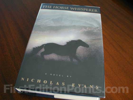 Picture of the 1995 first edition dust jacket for The Horse Whisperer. 