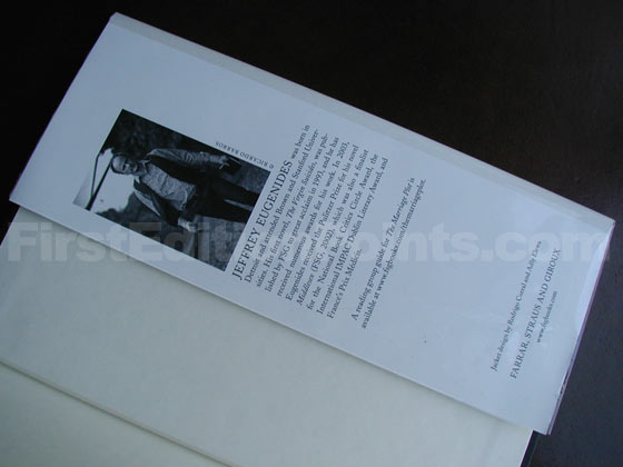 Picture of the back dust jacket flap for the first edition of The Marriage Plot. 