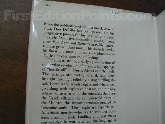 Picture of dust jacket where original $13.95 price is found for The Names. 