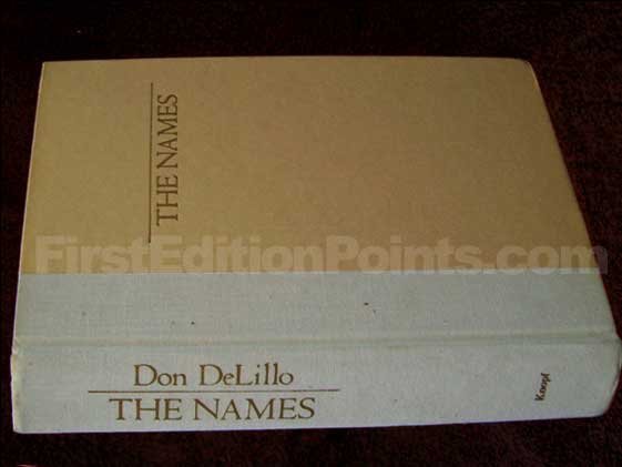 Picture of the first edition Alfred A. Knopf boards for The Names. 