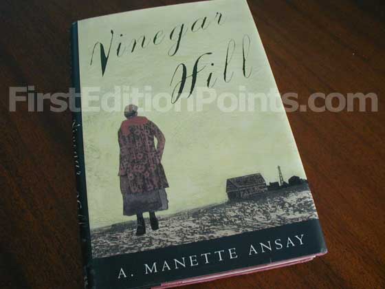 Picture of the 1994 first edition dust jacket for Vinegar Hill. 